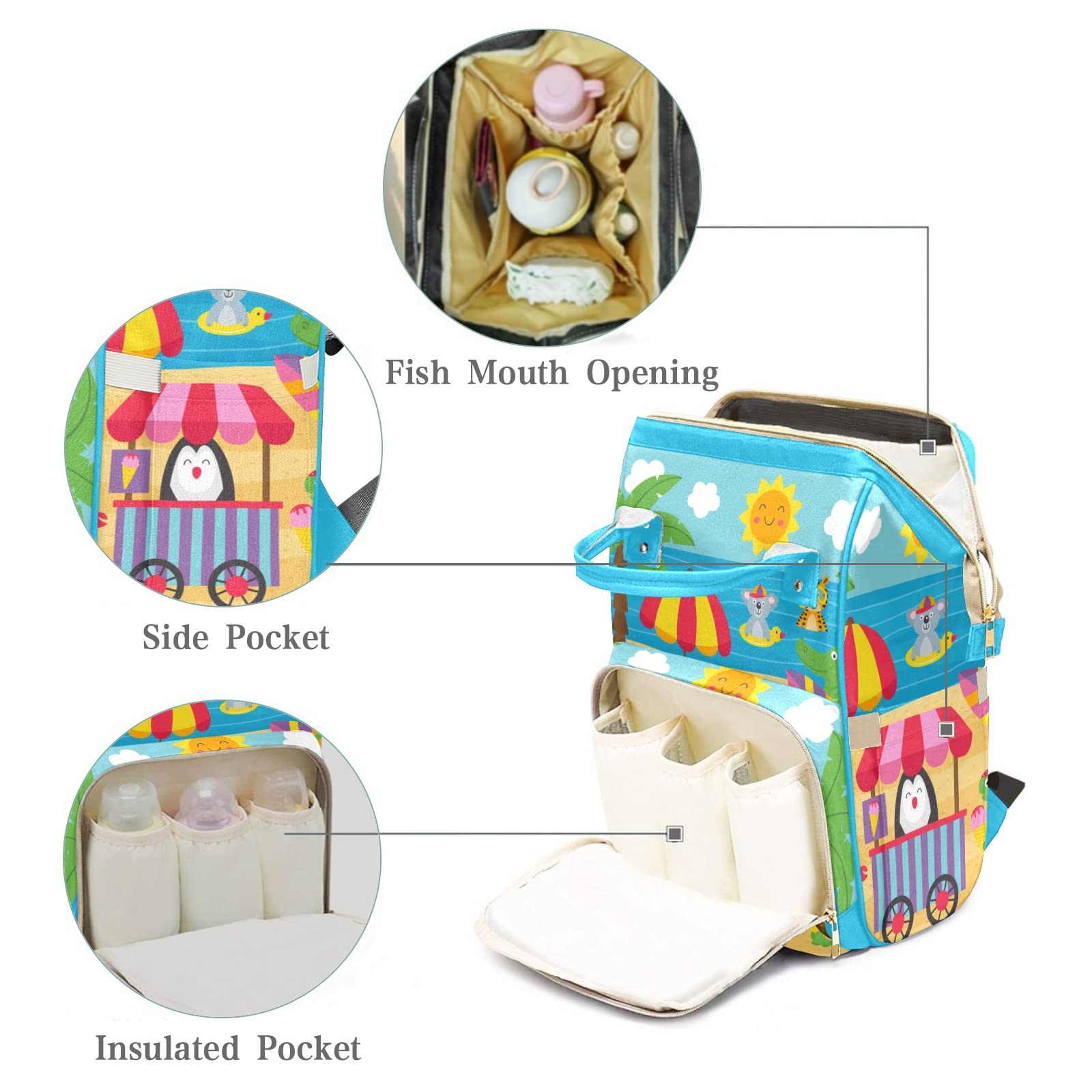 Personalized Diaper Bag Backpack Tote for Women - Cute Animal Print Baby Bag with Insulated Pockets, Large Capacity & Custom Name - Perfect Baby Shower Gift, Travel & Beach Day Essentials