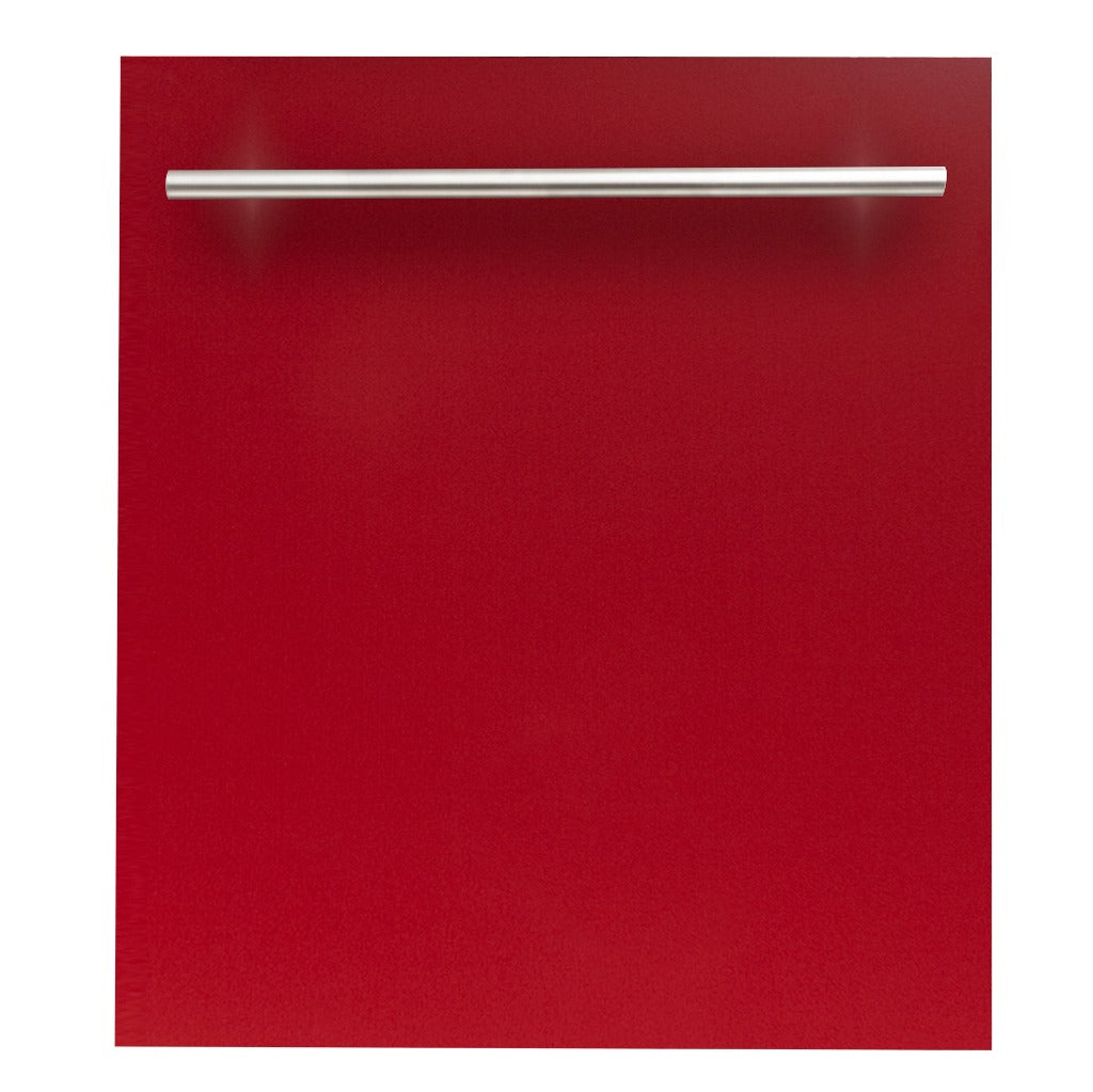 ZLINE 24 Inch Built-In Dishwasher with Red Gloss Finish, Stainless Steel Tub & Modern Handle - Ultra Quiet 52dBa for Modern Kitchens | Perfect for Small Spaces & Open-Concept Homes (DW RG H 24)