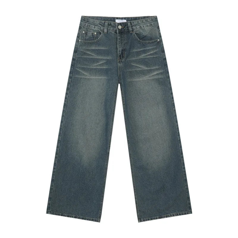 American Style Men's Denim Jeans - Washed Straight Leg Wide Fit Solid Color Casual Trousers for Men | Perfect for Everyday Wear, Office & Street Fashion | New 9C9336