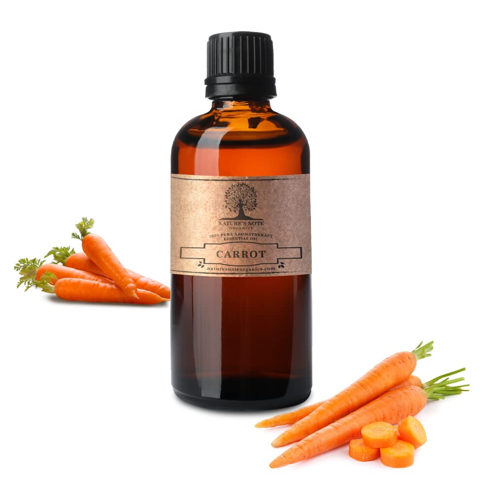 100% Pure Carrot Essential Oil - Aromatherapy Grade, Cold Pressed & Organic by Nature's Note Organics - 4 Fl Oz for Skin Care, Massage & Diffuser Blends