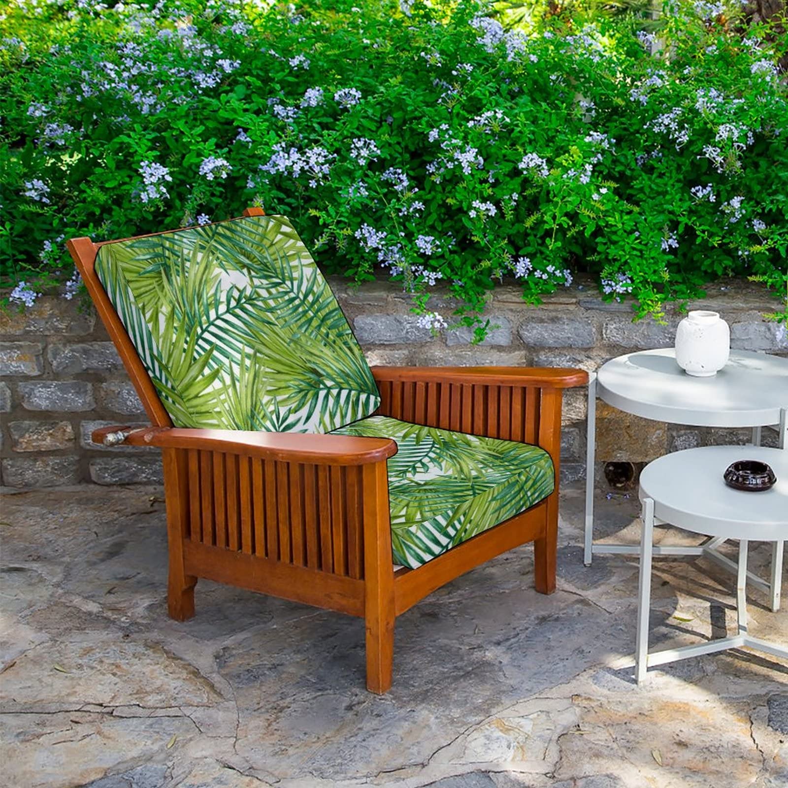 Waterproof 2-Pack Outdoor Deep Seat Patio Cushion Covers 22x20x4 Inches - Tropical Leaves Design - Durable & UV Resistant for Patio Furniture, Garden Chairs, Poolside Loungers & Outdoor Decor