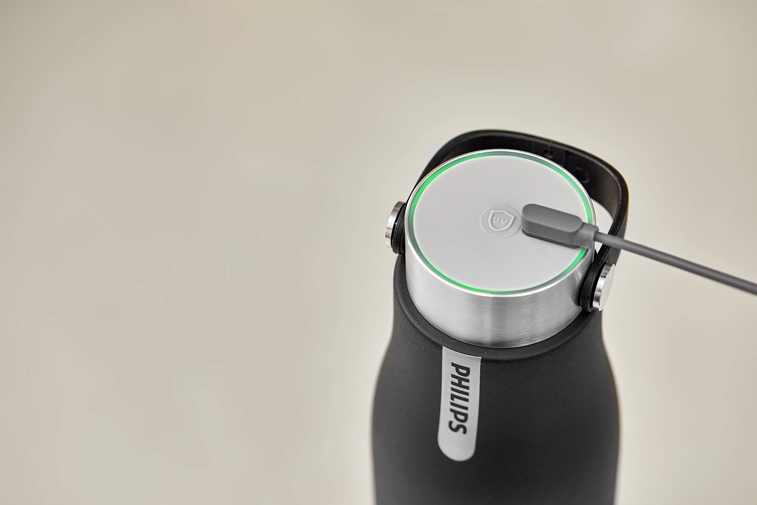 Philips Go Zero Smart UV Wasserfilter Schwarz Groß – Ideal für Kalt- und Warmwasser (4°C - 60°C) | 5V | Perfekt für Zuhause, Büro und Reisen