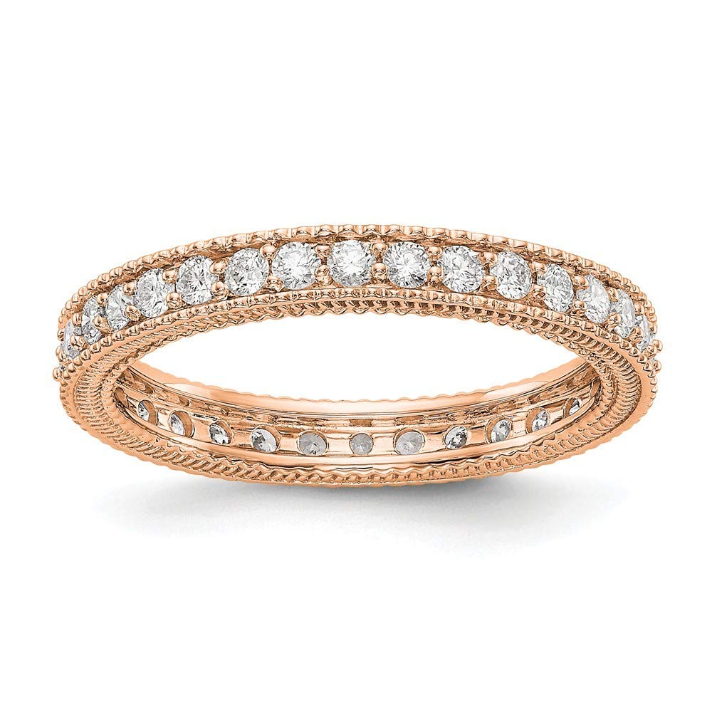 KIOKORI Diamond Eternity Band 14K Rose Gold 3/4 Carat Milgrain Vintage Wedding Ring for Women - Sizes 4-9 by Roy Rose Jewelry - Perfect for Anniversaries, Engagements & Special Occasions