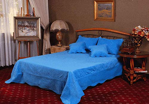 Tache Solid Blue Bedspread Set - 3 Piece Super Soft Warm Matelasse Coverlet Bedding for Twin Bed - Cozy Bedroom Decor for Winter & Guest Room Makeover