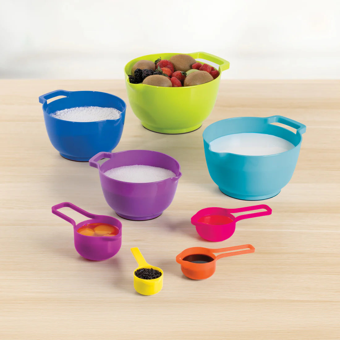 Vibrant Rainbow Bowl Set - 6-Piece Colorful Mixing Bowls for Baking, Cooking & Serving - Perfect for Meal Prep, Snacks & Family Dinners