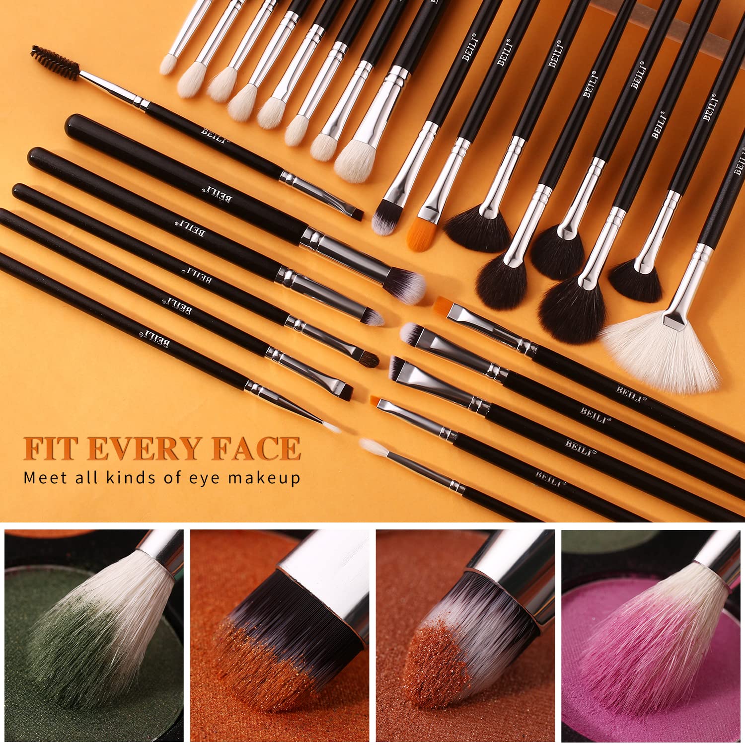 BEILI 42-Piece Premium Makeup Brush Set - Synthetic & Goat Hair Blending, Foundation, Powder, Blush, Concealer & Eyeshadow Brushes with Travel Case (Black) | Perfect for Professional Makeup Artists & Beginners at Home or On-The-Go