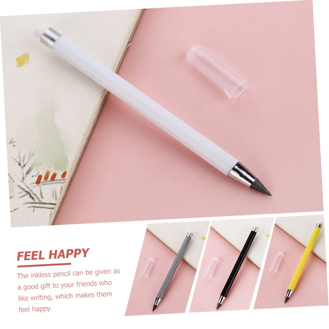 DIYEAH 24 Pcs Eternal Inkless Pencils - No Sharpening Engraved Writing Pencils for Kids, Students & Artists - Perfect for School, Office, Sketching & Creative Drawing Supplies