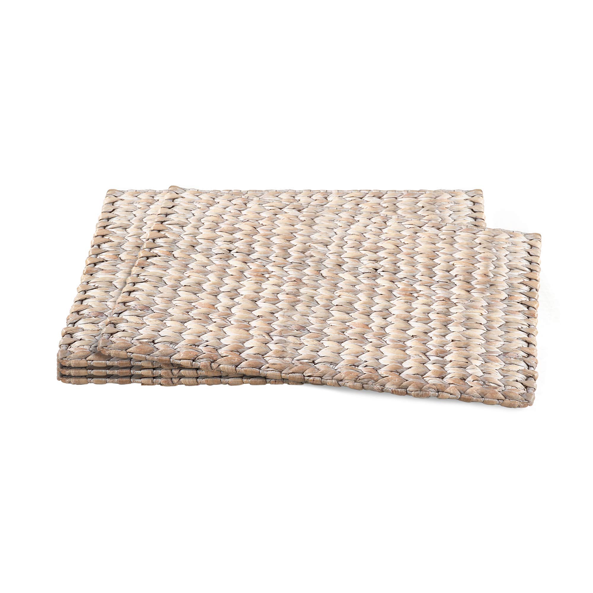 Natural Woven Water Hyacinth Placemats Set of 4 - Eco-Friendly White Table Mats for Dining, Kitchen, or Outdoor Picnic Use