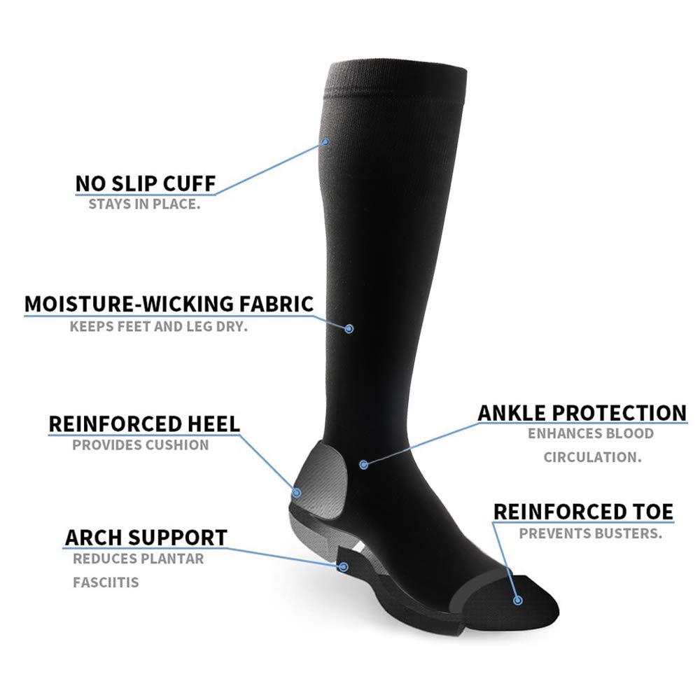 NOVAYARD 15-20 mmHg Compression Socks for Women & Men - Graduated Support Medical Socks (4 Pairs) - Ideal for Running, Travel, Nursing & Varicose Vein Relief