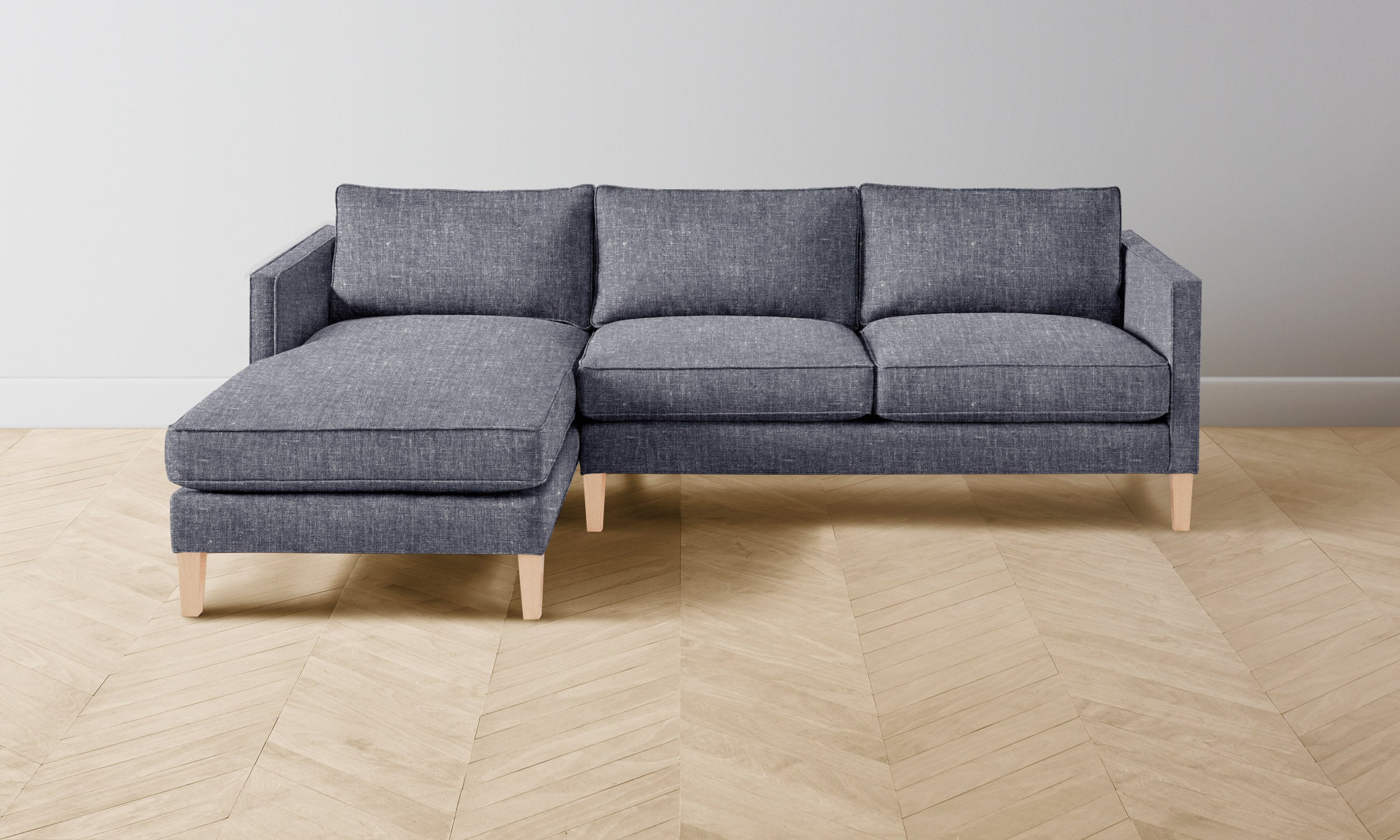 Premium Crosby Sectional Sofa - Heritage Belgian Linen Upholstery in Lake Blue | Modern Living Room Furniture for Relaxation & Entertaining