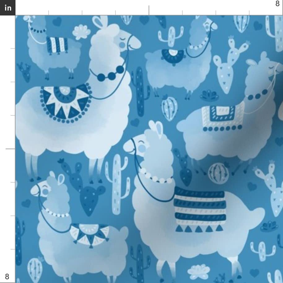 Alpacas and Cacti Printed Velvet Upholstery Fabric by The Yard - Soft Monochrome Nursery Design for Home Decor, Apparel & DIY Projects | Perfect for Curtains, Pillows, and Clothing