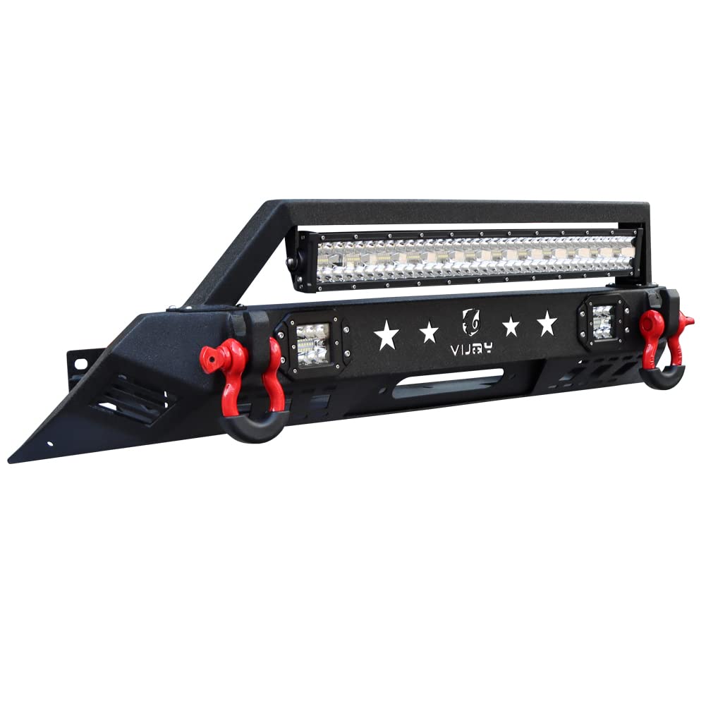 Heavy Duty Steel Front & Rear Off-Road Bumper for 2016-2023 Toyota Tacoma 3rd Gen - Winch Ready with LED Light Bar, Mud Guards & 4.75T D-Rings | Perfect for Rock Crawling, Overlanding & Extreme Off-Road Adventures