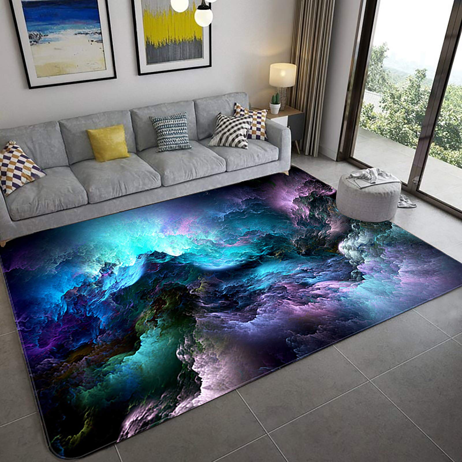 3D Printed Non-Slip Area Rug - Optical Illusion Carpet with Soft Flannel Backing for Living Room, Bedroom, Hallway - Low Profile Door Mat for Home & Office Use