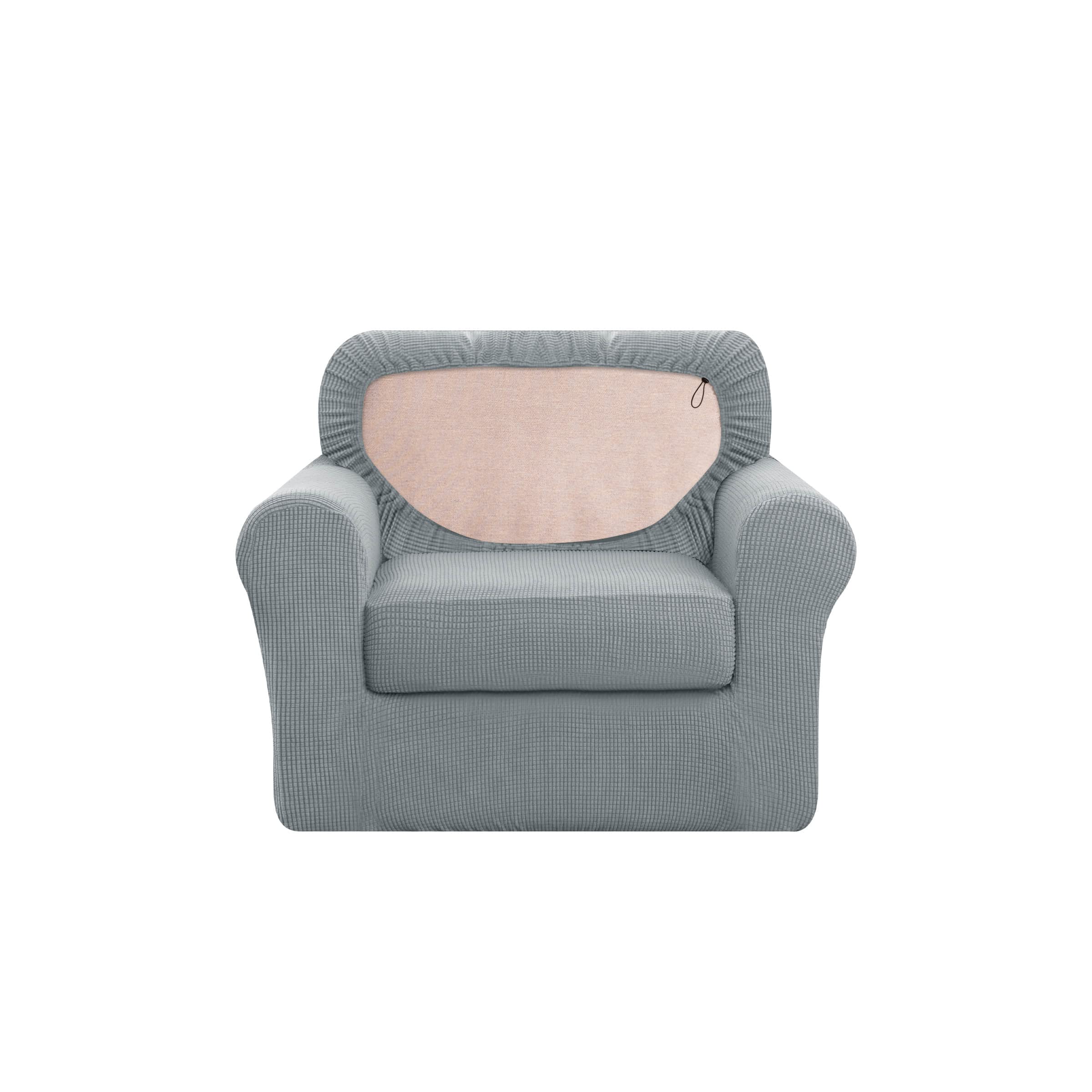 SUBRTEX 3-Piece Stretch Sofa Cover Set - Light Gray Furniture Protector with Separate Cushion & Backrest Covers | Fits Small Couches | Easy Washable Slipcover for Living Room, Apartment & Office Decor