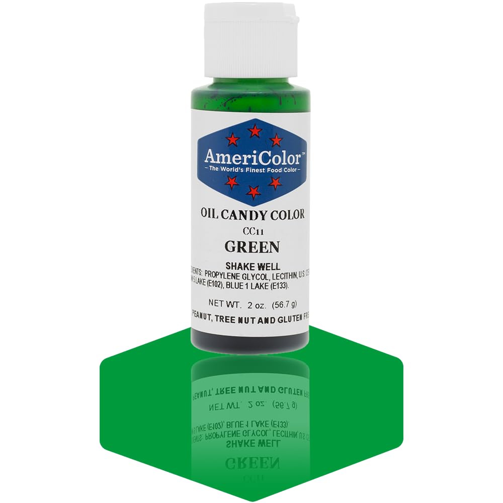 Americolor Candy Oil - Green Food Coloring (2 oz) for Baking, Cake Decorating, Candy Making & DIY Crafts - Vibrant & Non-Toxic