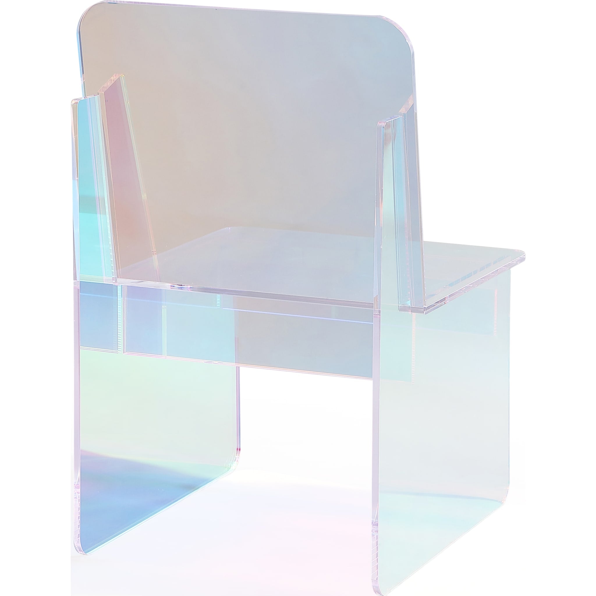 Iridescent Acrylic Accent Chair - Modern Translucent Furniture for Living Room, Bedroom & Office Decor - Stylish Seating for Home and Commercial Spaces