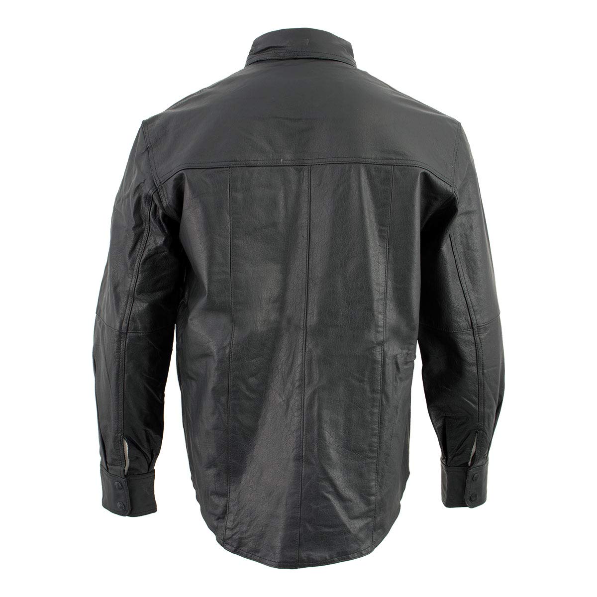 Men's Lambskin Leather Shirt with Snap-Down Collar & Gun Pockets - Stylish & Durable Western Wear for Motorcycle Riding, Outdoor Adventures & Casual Fashion
