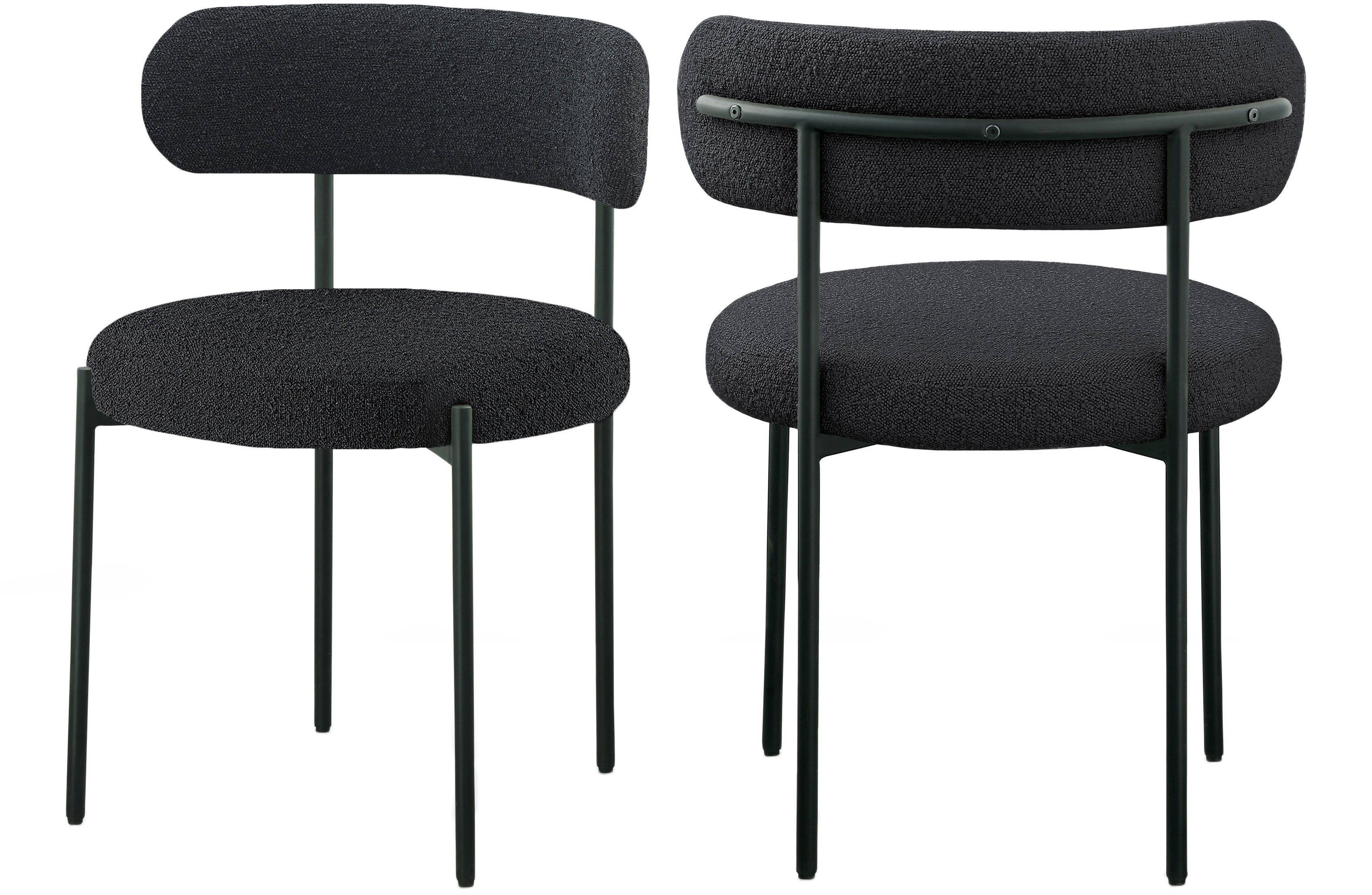 Luxury Boucle Fabric Dining Chair - Modern Upholstered Accent Chair for Dining Room, Living Room & Office - Soft & Comfortable Seat with Sturdy Metal Legs