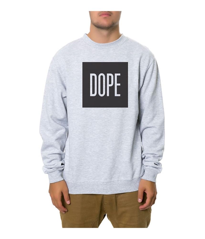 DOPE Men's The Box Sweatshirt - Grey Pullover Hoodie, Large Size | Casual Streetwear for Men | Perfect for Everyday Wear, Gym & Lounge