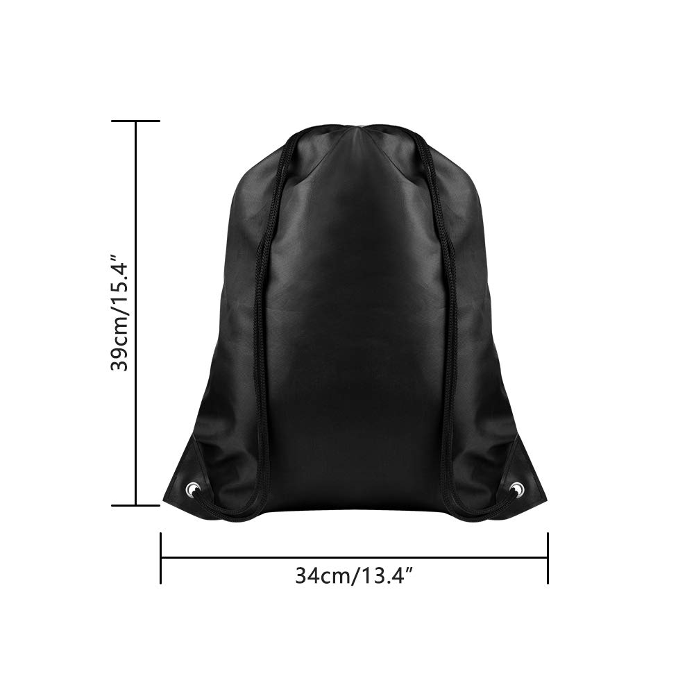 FEPITO 22 Pack Black Drawstring Backpacks - Bulk Sports Bags for Gym, School, Travel & Outdoor Activities | Durable Cinch Sack Bags for Workouts, Camping & Daily Use