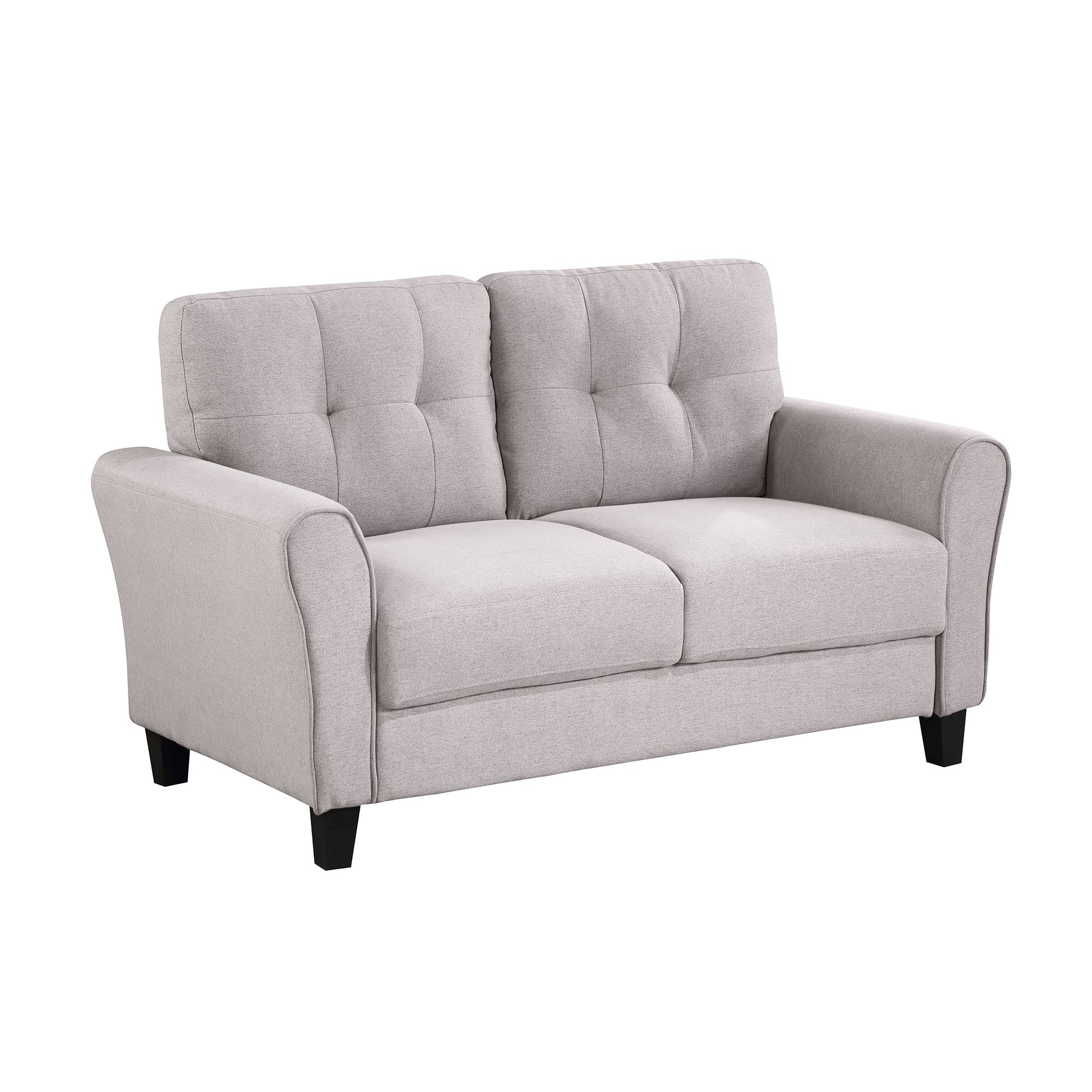 Kevinplus Modern Linen Loveseat Sofa - 2-Seat Light Grey Upholstered Couch for Living Room, Home & Office - Perfect for Small Spaces, Apartments & Cozy Reading Nooks