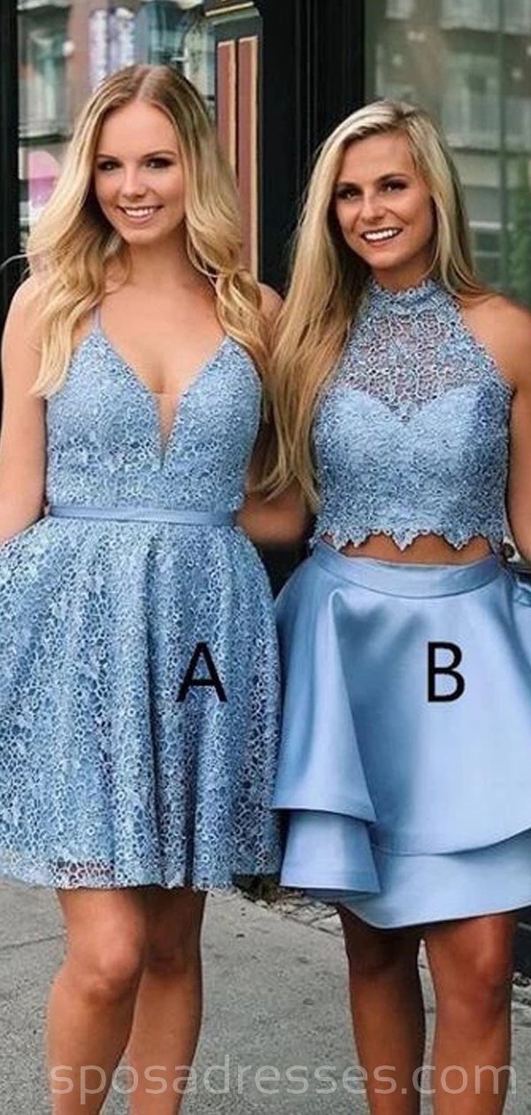 Blue Lace Short Homecoming Dress | Affordable Prom Dress for Teens | Style CM746 | Perfect for School Dances, Parties & Special Occasions