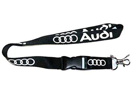 Premium Audi Branded Lanyard - Black with White Logo - Perfect for Car Keys, ID Badges & Event Passes