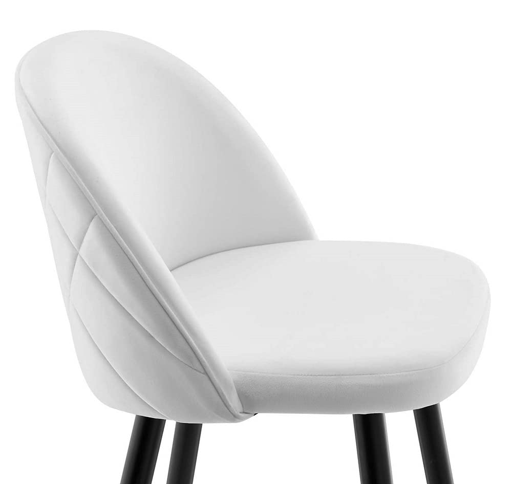 Modway Cordial Performance Velvet Dining Bar Stools - Set of 2 White Upholstered Counter Height Stools for Kitchen Island, Breakfast Bar & Home Decor