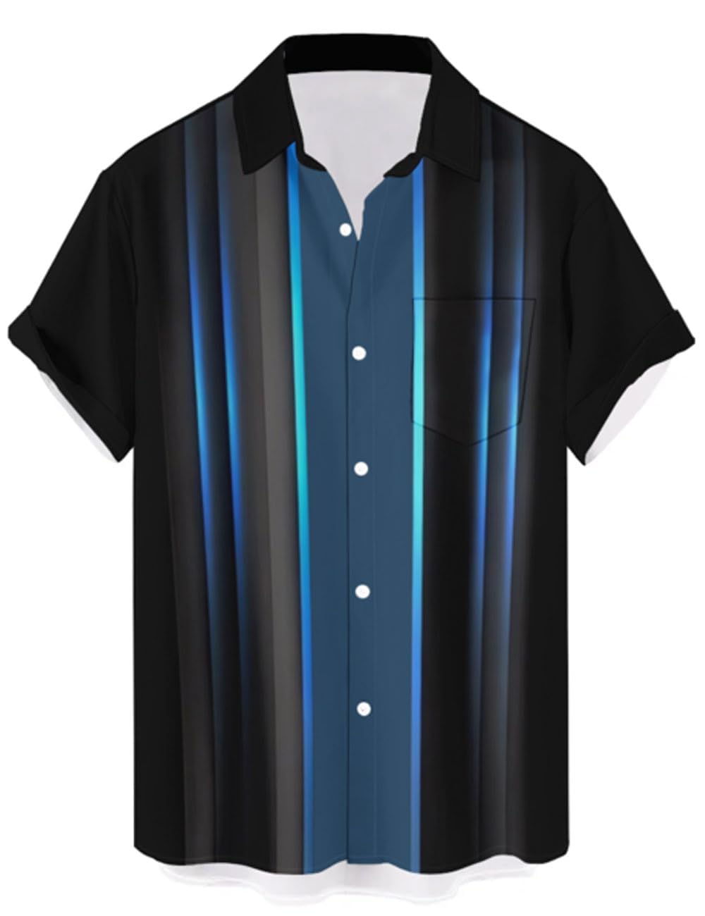 QIVICIMA Men's Hawaiian Bowling Shirts - Big & Tall Retro Button Up Vintage Guayabera Camp Shirt for Casual Wear, Beach Party & Summer Vacation