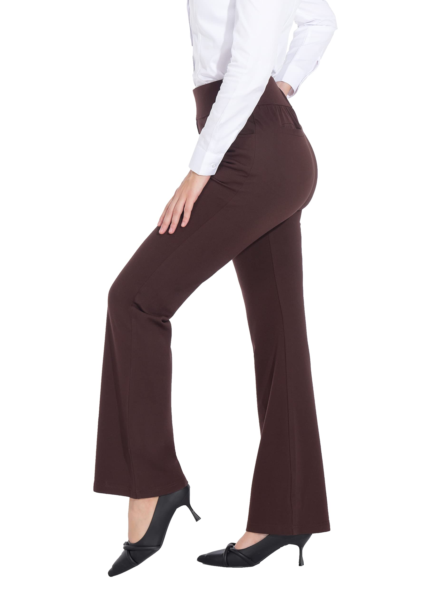 ZTN Women's High Waist Pull-On Dress Pants - Tummy Control Work Pants for Business Casual Office Wear - Stretch Comfort & 4 Pockets - Perfect for Professional Meetings, Office Jobs & Business Travel