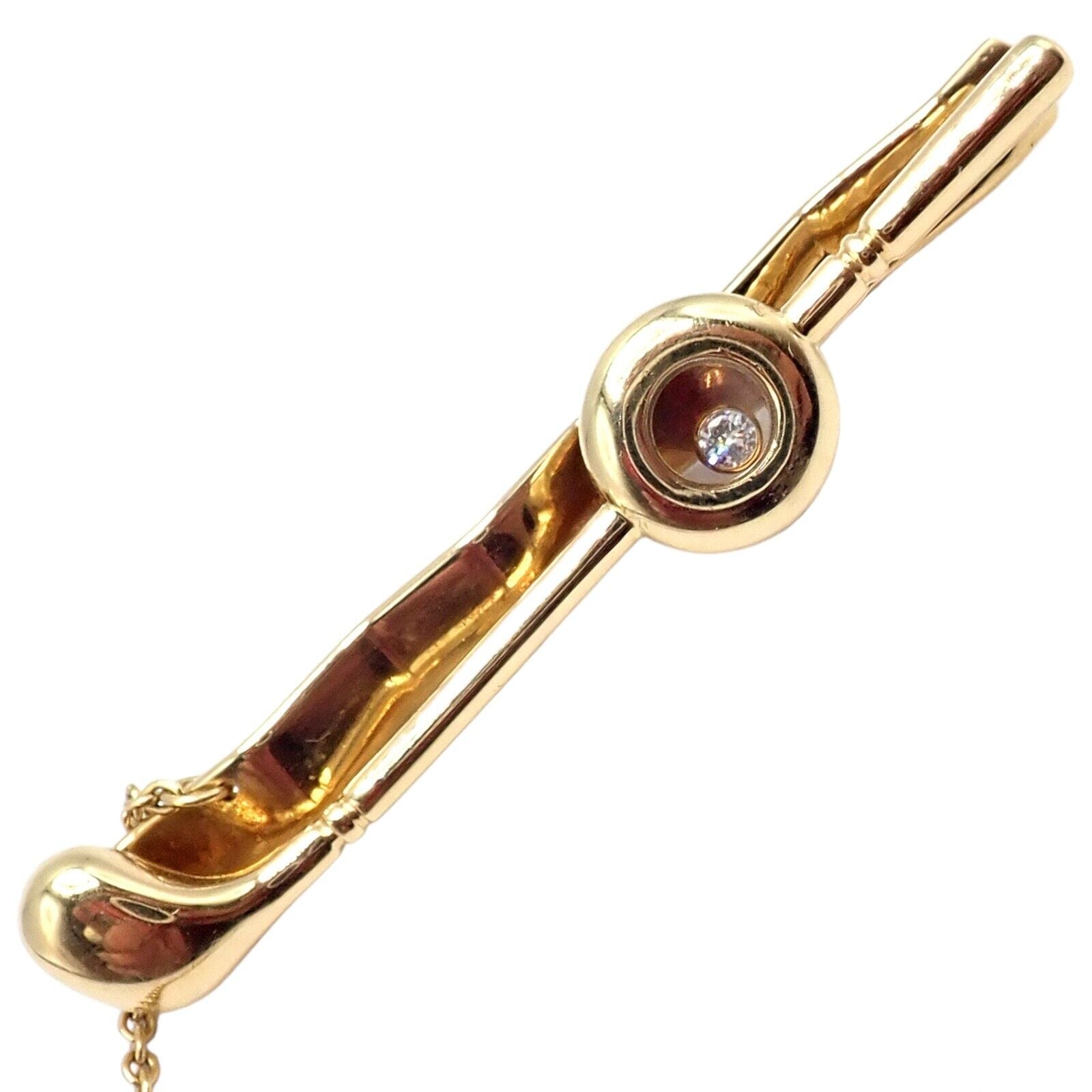 Authentic Chopard 18k Yellow Gold Happy Diamond Golf Club Tie Clip - Elegant Accessory for Business Meetings & Formal Events
