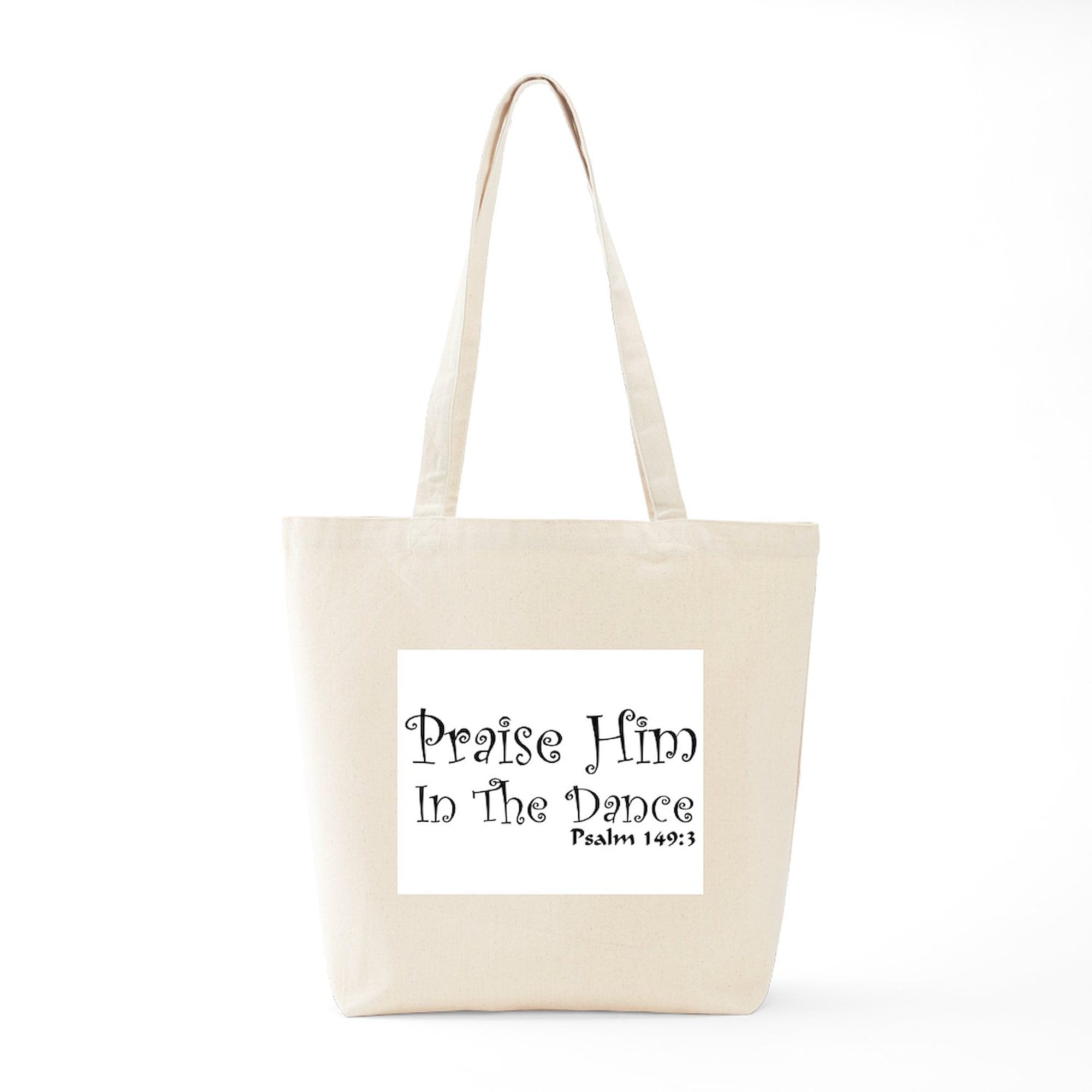 Praise Him Dance Tote Bag - Natural Canvas Reusable Shopping Bag for Church, Bible Study & Christian Events - Eco-Friendly Grocery Tote with Inspirational Design