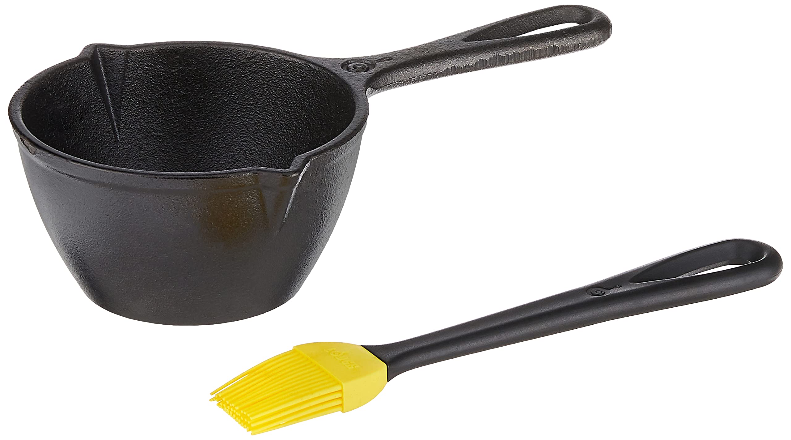 Lodge Cast Iron Silicone Brush Melting Pot - 15.2 oz Black - Perfect for Chocolate, Cheese & Candy Making - Ideal for Home Baking & Professional Kitchens