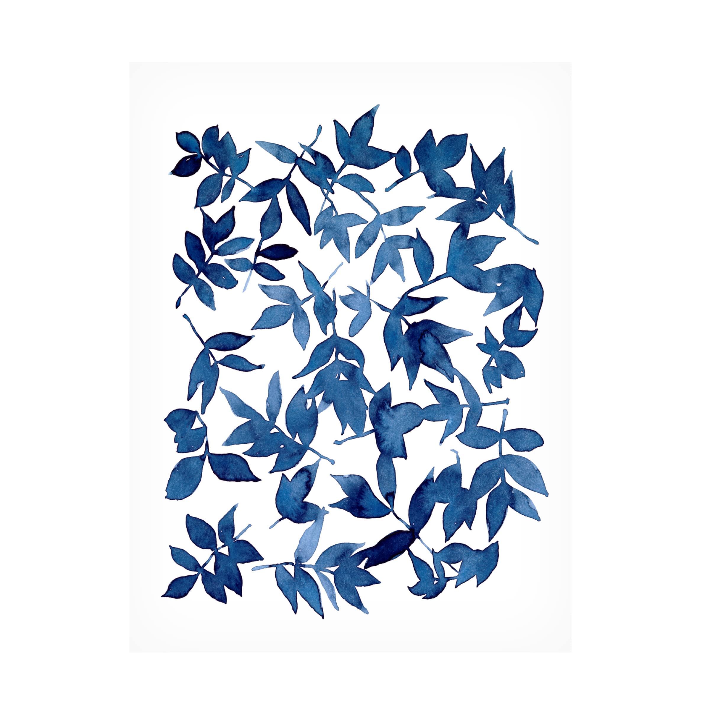 Trademark Fine Art 'Indigo Fallen Leaves I' Canvas Wall Art Print by Emma Scarvey - Modern Home Decor for Living Room, Bedroom & Office