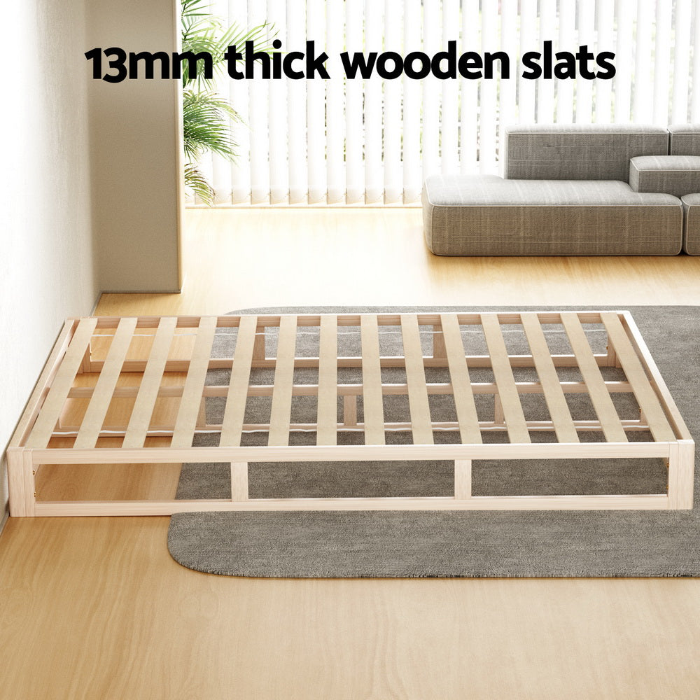 Minimalist Solid Pinewood Bed Frame Queen Size - Sturdy & Eco-Friendly Wooden Bed for Modern Bedrooms, Perfect for Master Bedrooms, Guest Rooms & Dormitories