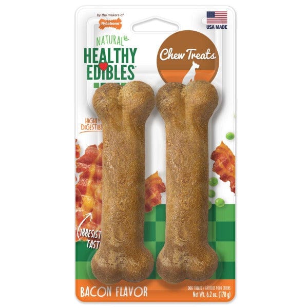 Nylabone Healthy Edibles Dog Chew Treats - Bacon Flavor for Large Breeds Like Wolves | Durable & Safe for Aggressive Chewers | Perfect for Teething, Training & Dental Health