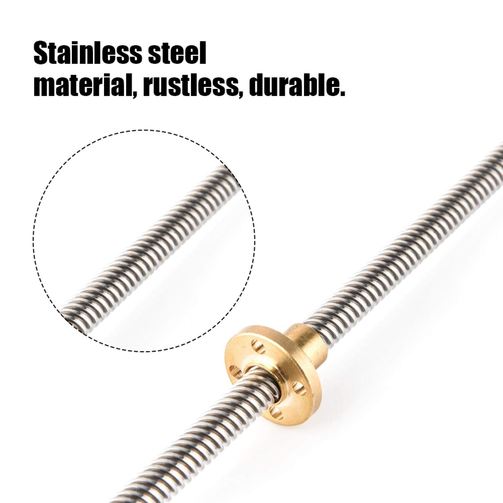 Stainless Steel T8 Trapezoidal Threaded Rod 8mm with Brass Nut - 100mm Length for 3D Printer, CNC Machine, and DIY Projects | High Precision Lead Screw for Linear Motion Systems