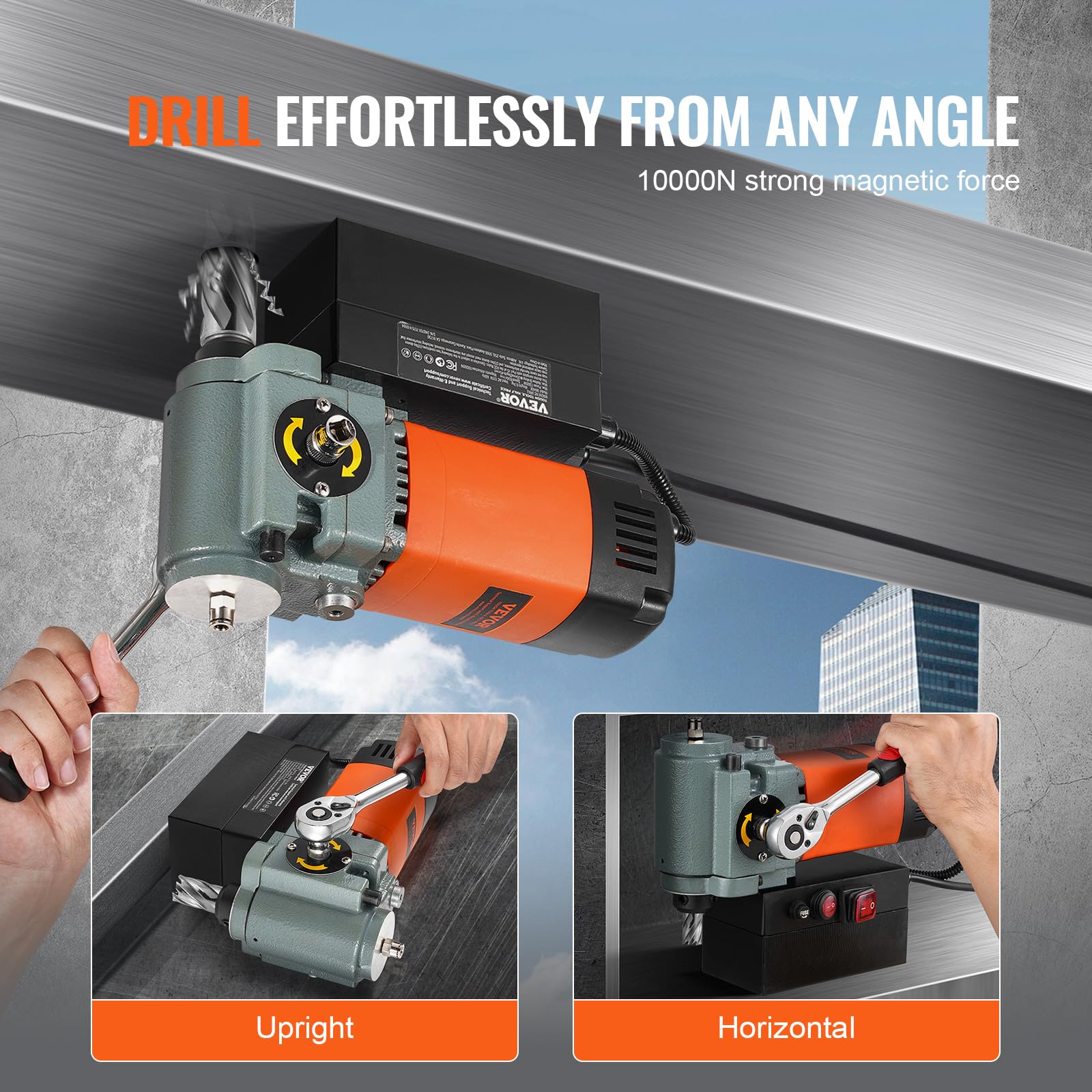 VEVOR 1300W Low Profile Magnetic Drill Press - 1.38