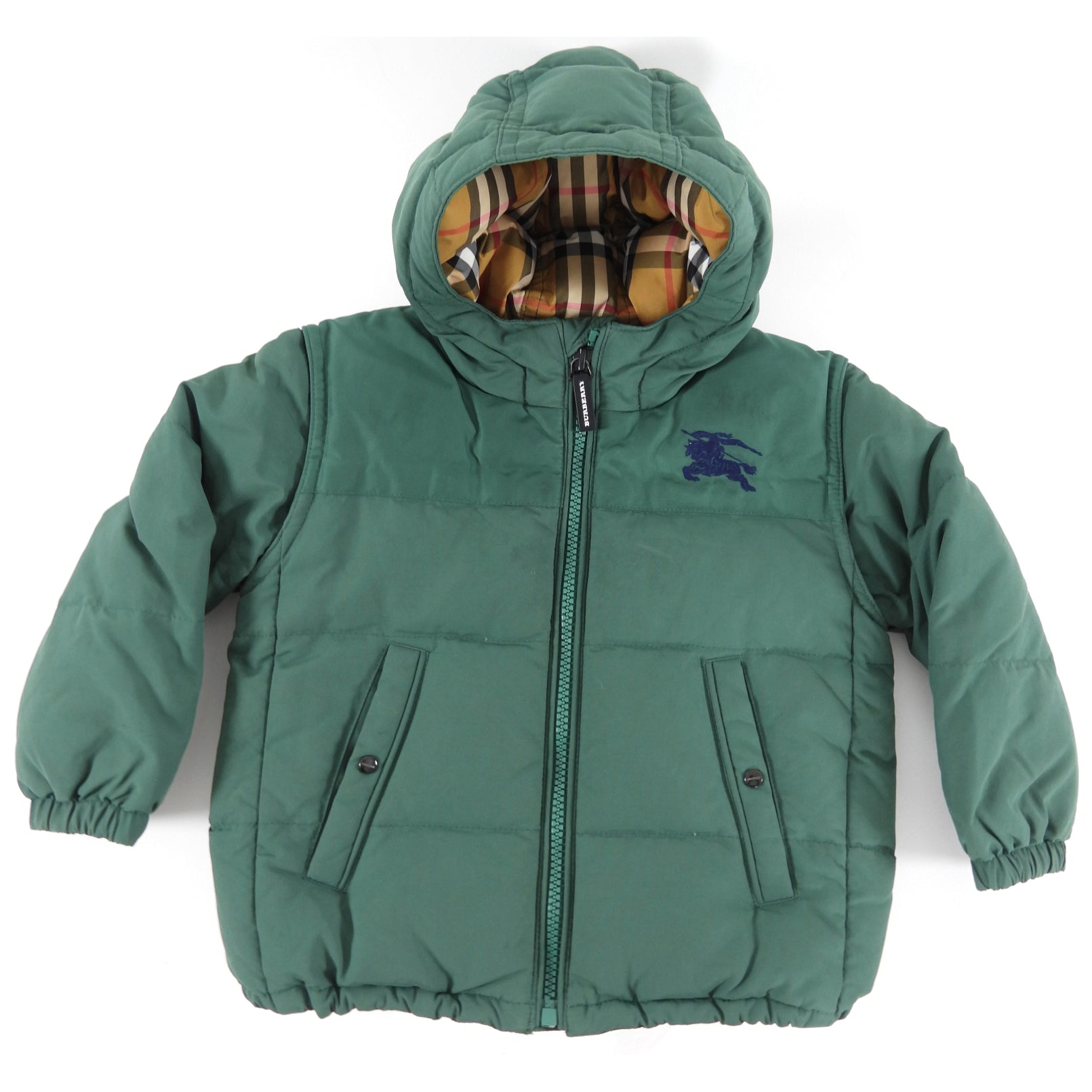 Burberry Green Down Puffer Jacket for Toddlers 18 Months - Warm Winter Coat for Boys & Girls - Perfect for Outdoor Play & Cold Weather Adventures