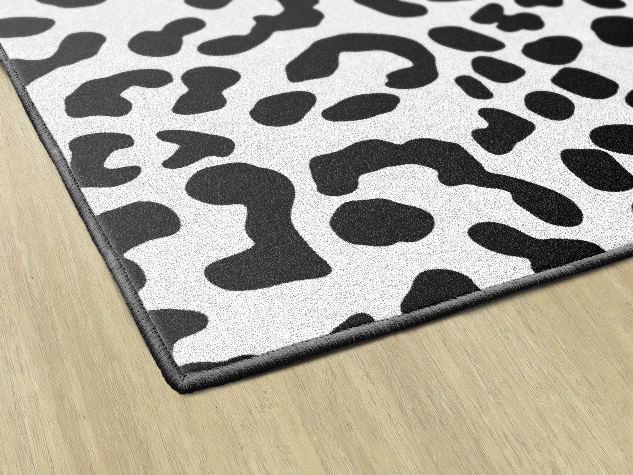Stylish Black and White Leopard Print Rug - Perfect for Boho Chic Bedroom Decor, Kids Room, or Dorm Room Flooring