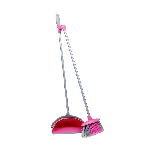 WBM Home Broom and Dustpan Set - Long Bristle Cleaning Brush for Hardwood Floors, Tile & Multi-Surfaces | Ideal for Kitchen, Garage & Household Cleaning