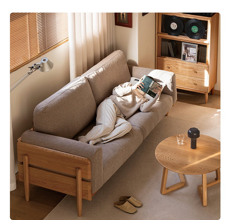 Solid Oak Wood Sofa - Modern High Back Design for Living Room, Lounge & Office - Durable & Stylish Furniture for Home Decor