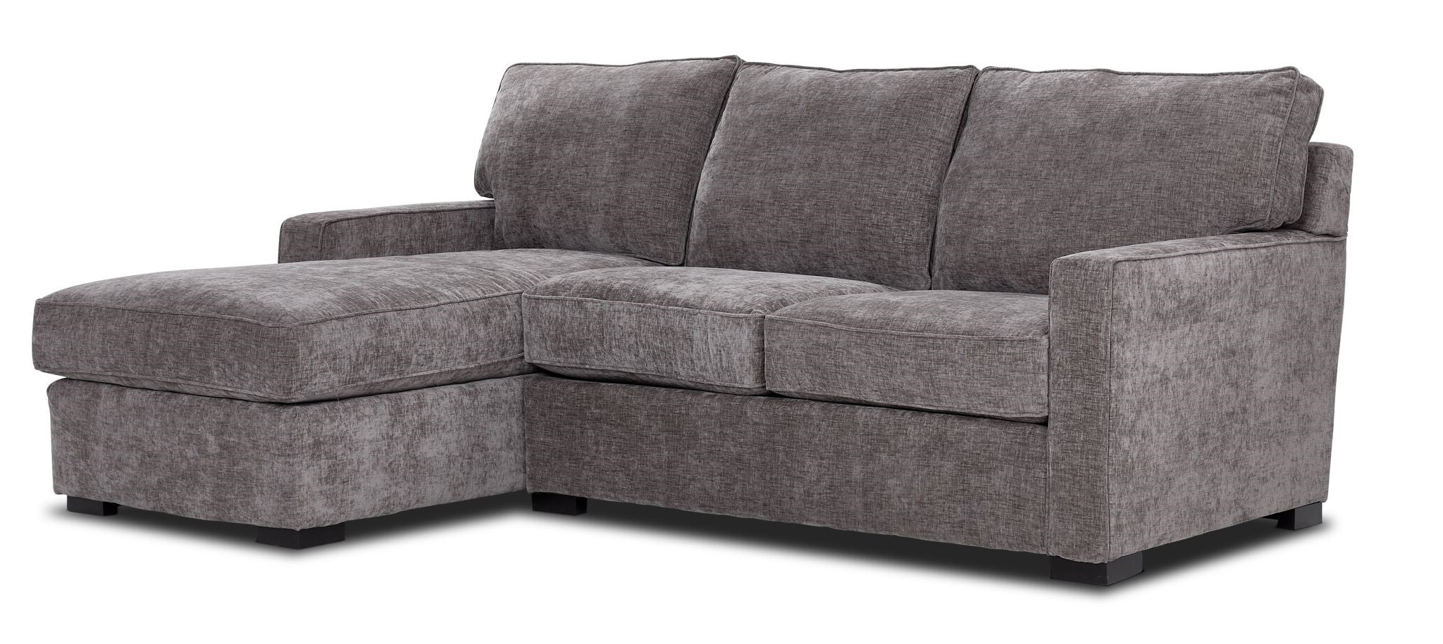 Charlotte 2-Piece Left Facing Chaise Sectional Sofa in Pewter Gray - Perfect for Living Rooms, Apartments & Small Spaces