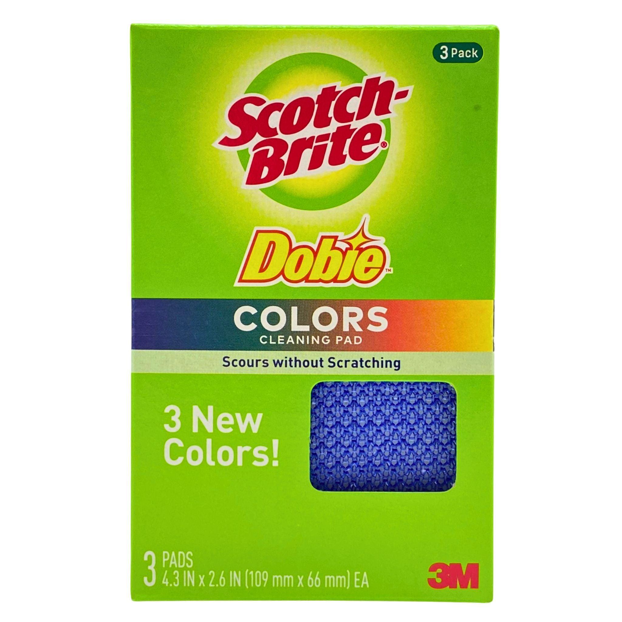 Scotch Brite Dobie Colors Non-Scratch Cleaning Pads - 3 Pack (50 Count) - Gentle Scouring for Dishes, Pots & Pans - Perfect for Kitchen Cleaning & Household Chores