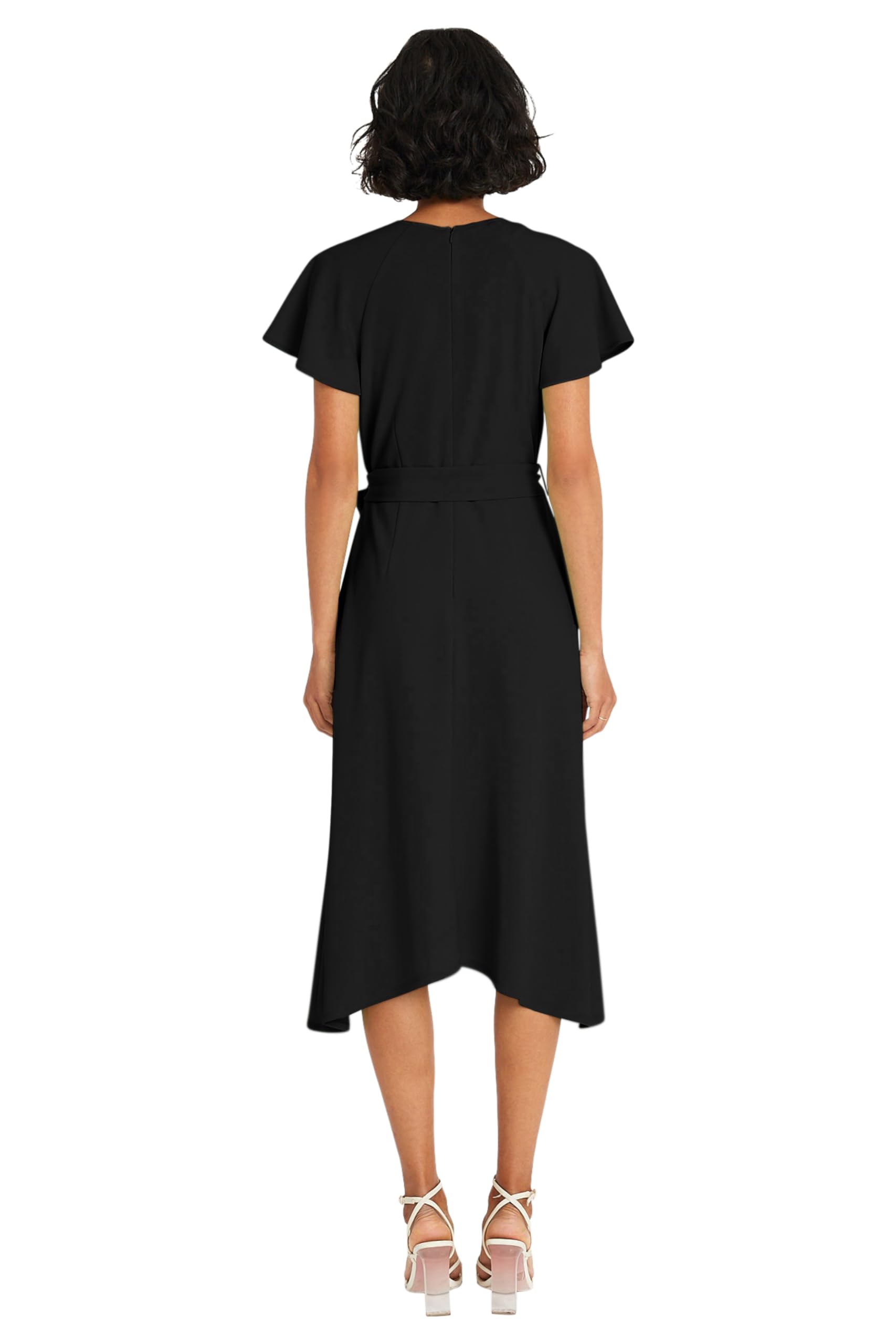 Maggy London Women's Flutter Sleeve Cocktail Dress with Waist Tie - Elegant Wedding Guest Dress for Parties, Bridal Showers & Special Occasions