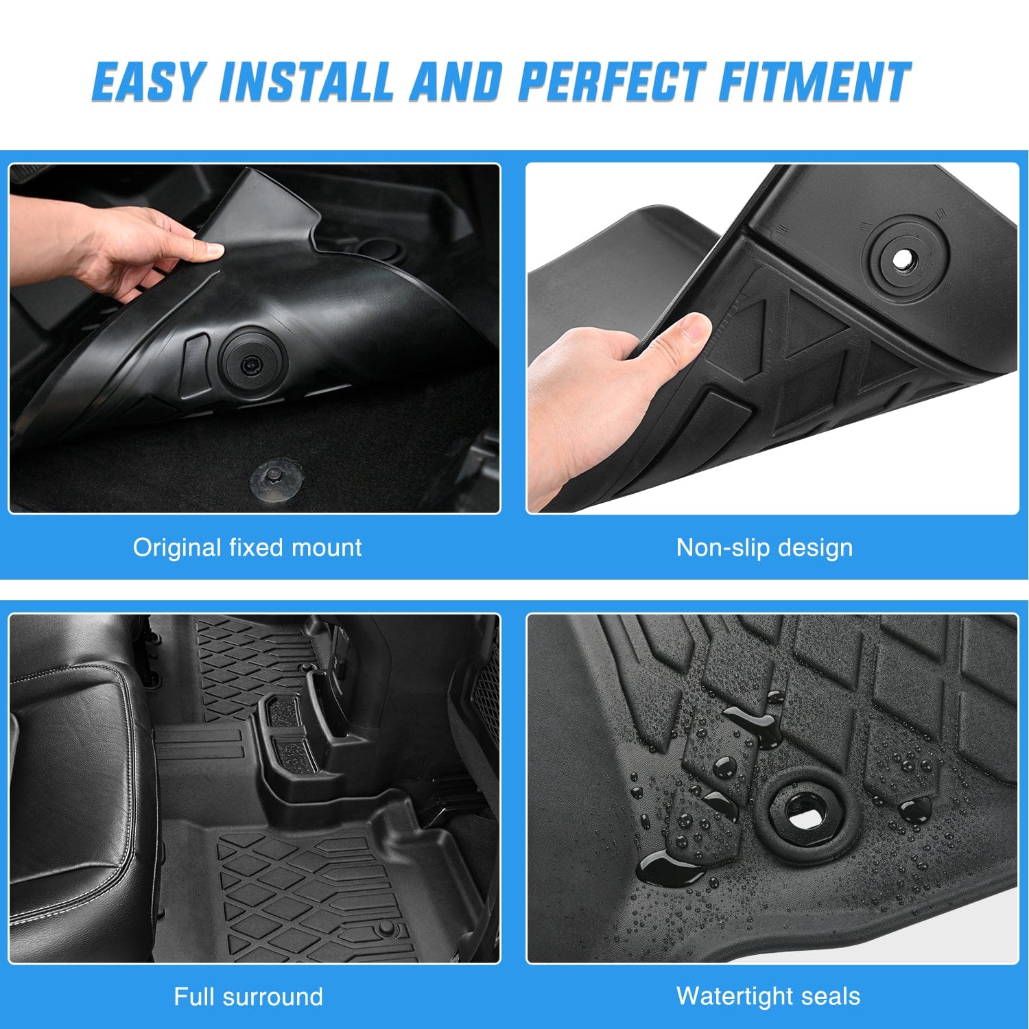 Premium TPE All-Weather Floor Mats for Dodge Charger & Chrysler 300 AWD (2011-2023) - Custom Fit, Non-Slip, Waterproof Car Floor Liners for Year-Round Protection - Perfect for Daily Commutes, Road Trips & Harsh Weather Conditions