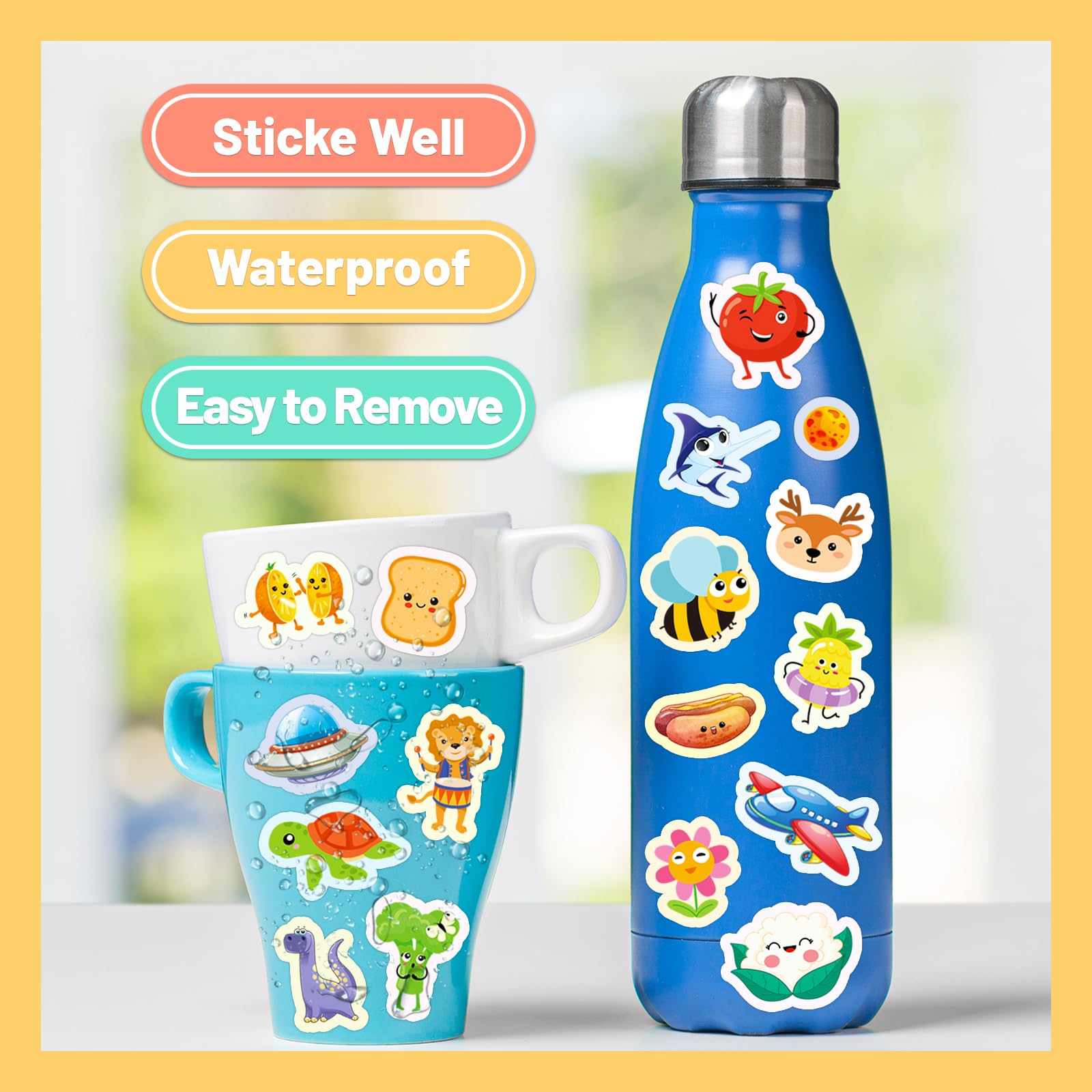 3800+ PCS Cute Stickers for Kids & Toddlers - 18 Fun Themes (Animals, Food, Dinosaurs, Cars, Plants, Space) - Bulk Stickers for School, Crafts, Scrapbooking & Reward Charts