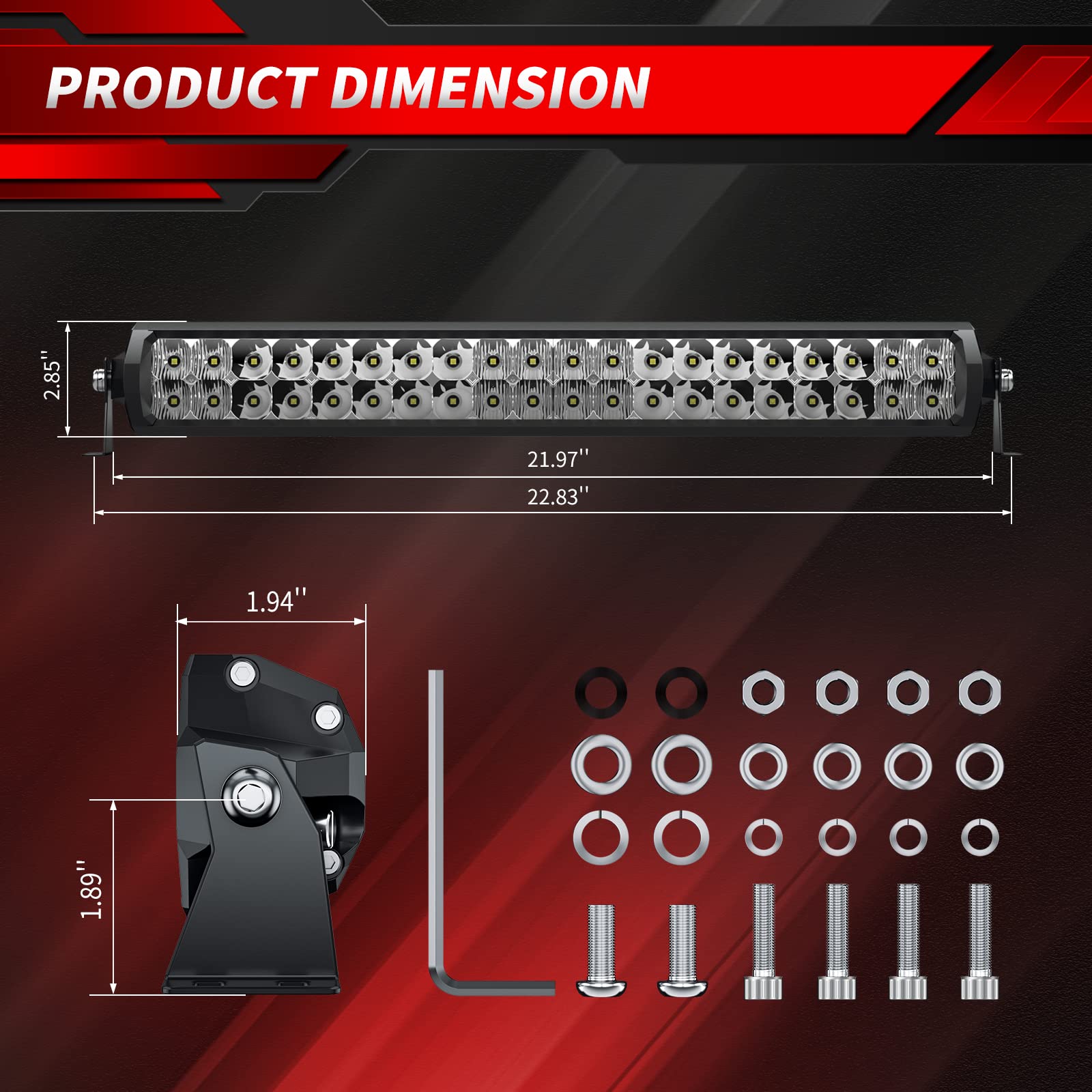 4WDKING 20 Inch LED Light Bar - 200W Dual Row Off-Road Light with Flood & Spot Combo Beam, DT Connector & Wiring Harness Kit - Perfect for Trucks, Cars, ATV, UTV, Boats - Ideal for Night Driving, Off-Roading, Camping & Emergency Lighting