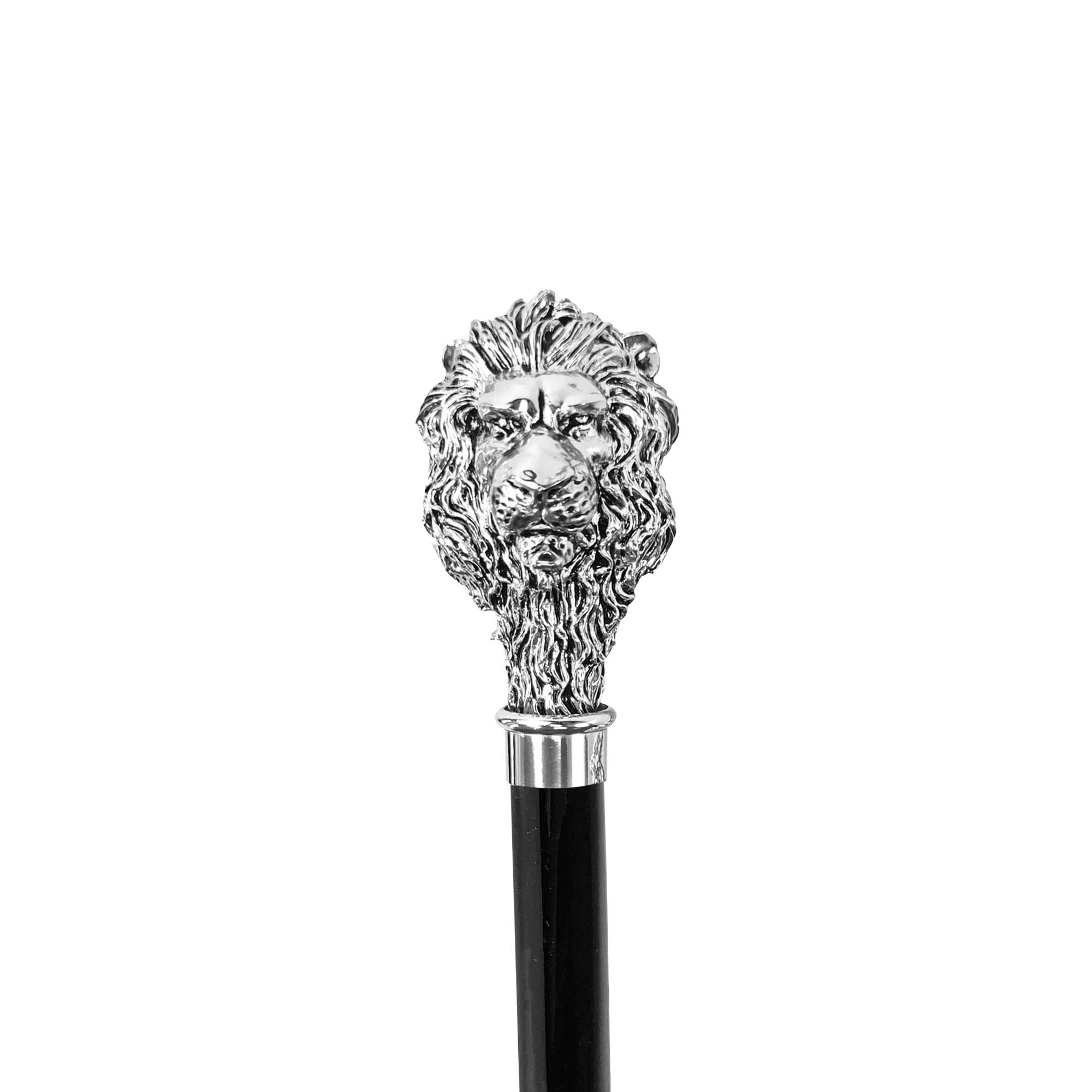 Premium Black Men's Umbrella with Silver-Plated Lion Handle - Stylish & Durable Rain Protection for Business Commute, Outdoor Events & Travel