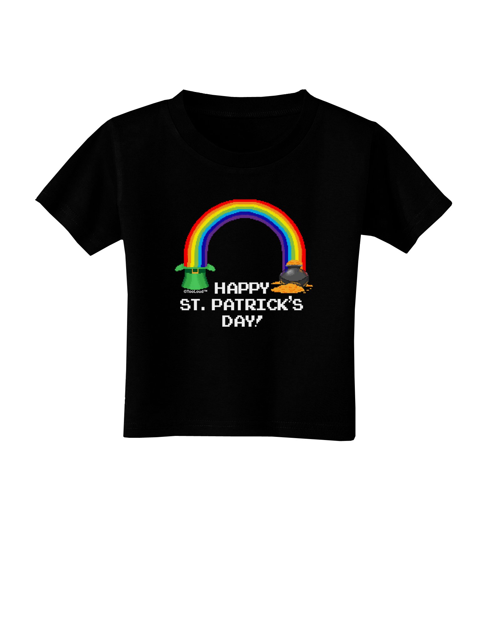 TooLoud Pixel Pot of Gold St Patrick's Day Toddler T-Shirt - Dark Green Cute Irish Design for Boys & Girls - Perfect for St Patrick's Day Parties & Irish-Themed Events
